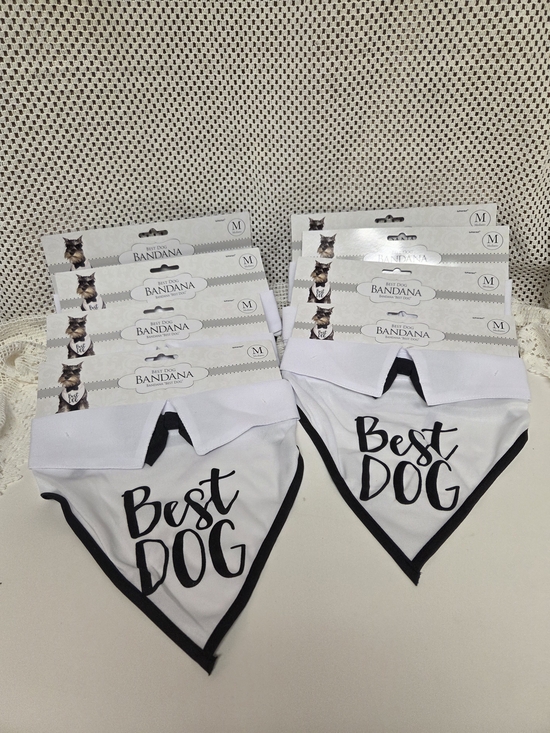 Other - Best Dog White Bandana Collar - Classic Black Trim. Set Of 8